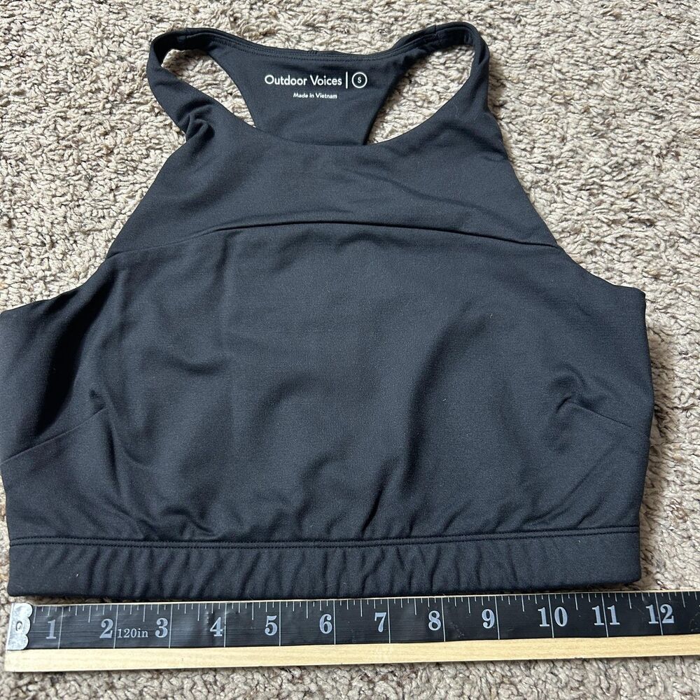 Outdoor Voices Sports Bra Womens Small Black High Neck Racerback Athletic‎ Gym - Picture 3 of 9